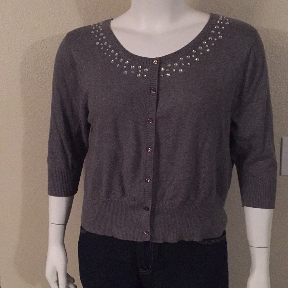 Grey Torrid jacket with jewel detailing